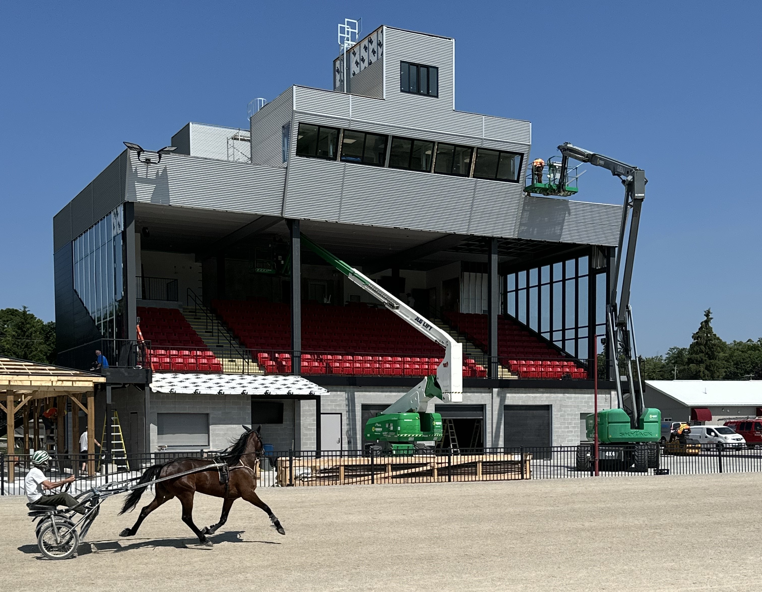 The new grandstand at Clinton Raceway