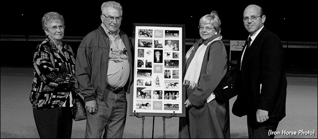 Ross Henry, second from left, pictured with his wife Joyce as well as Ontario Racing Commission chair Lynda Tanaka and Grand River Raceway's Dr. Ted Clarke.