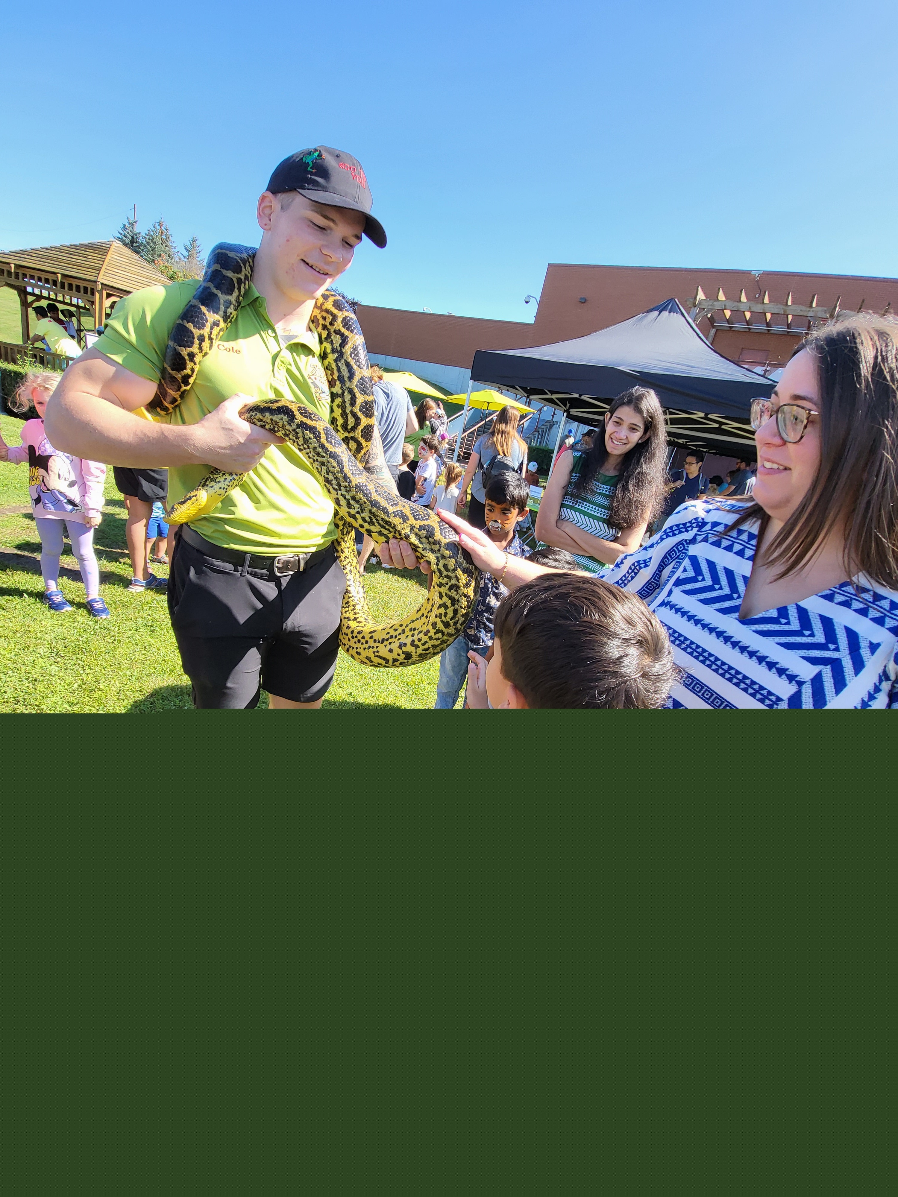 A J greeted kids at the track, Zoo to You had a wide selection of interesting animals (like this anaconda) and kids got a chance to break out of the starting gate and race down the track.