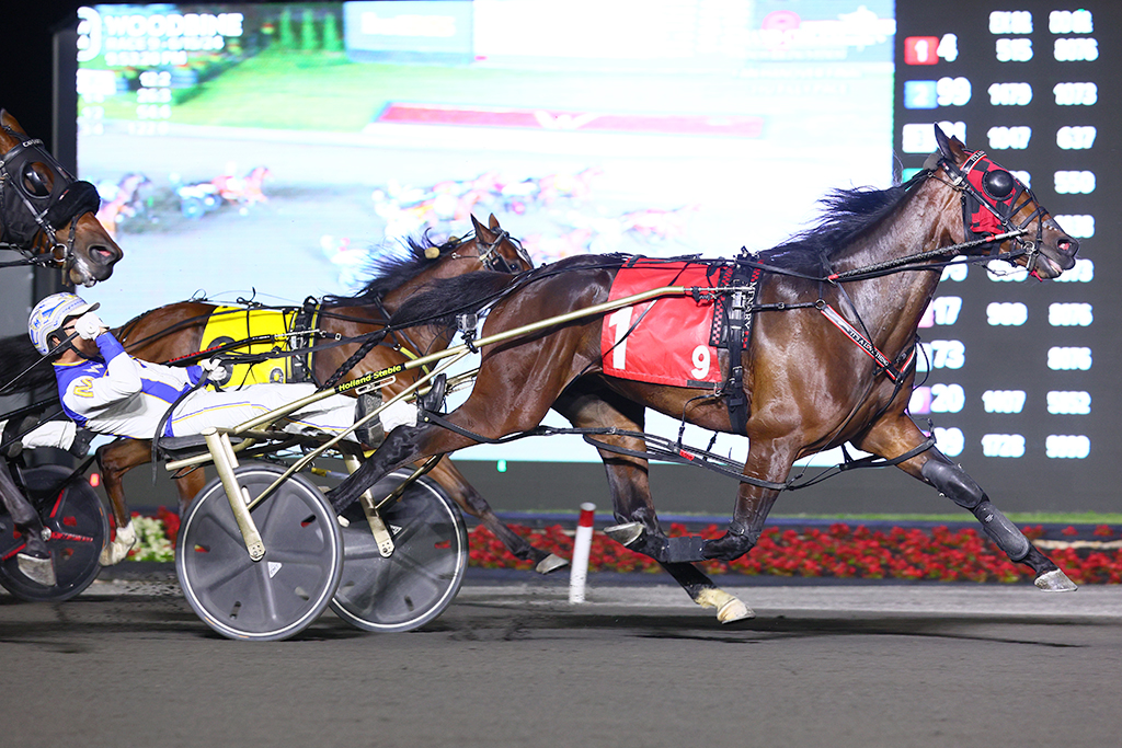 ITS A LOVE THING and Driver James MacDonald winning the Fan Hanover Final on June 15, 2024 at Woodbine Mohawk Park