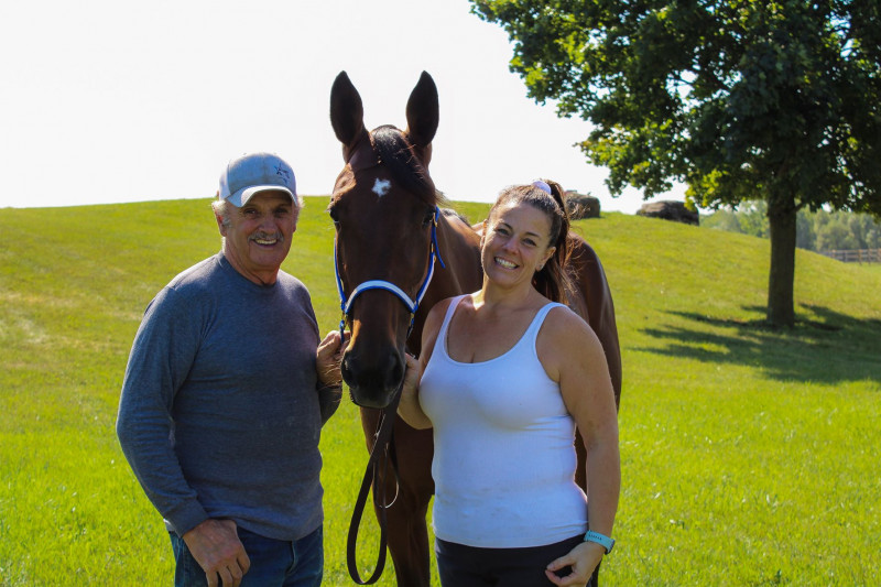 Father and daughter Rheal Bourgeois (L) and Nicole Bourgeois-Stocker (R) with Hawaii.