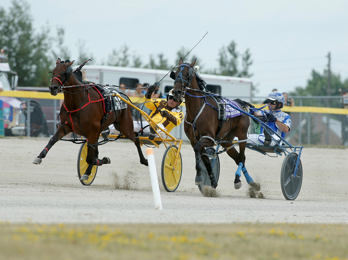 Trevor Henry drives Big Big Plans on the outside, en route to their Battle of the Belles victory.