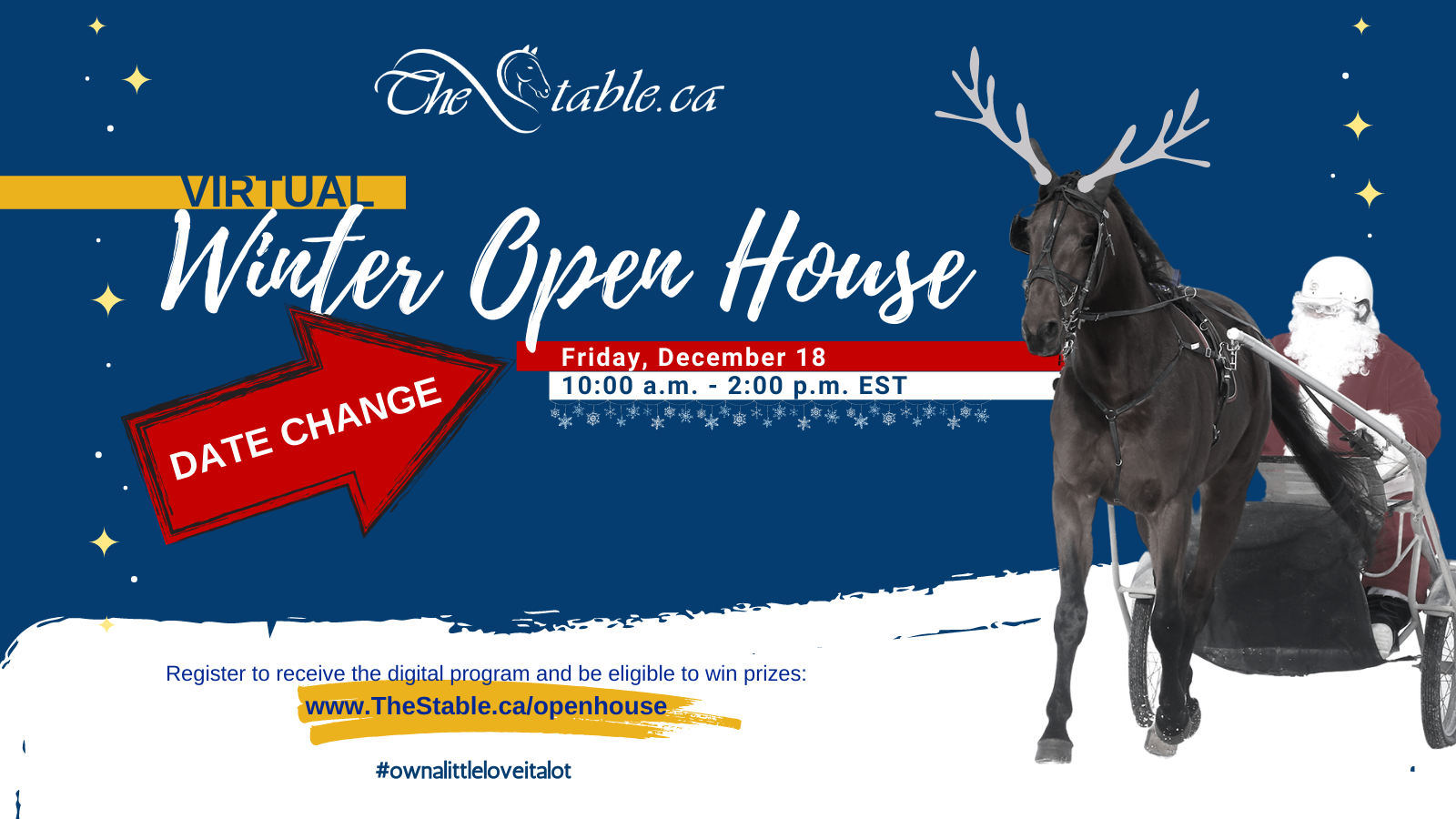 Date change for TheStable.ca Virtual Winter Open House